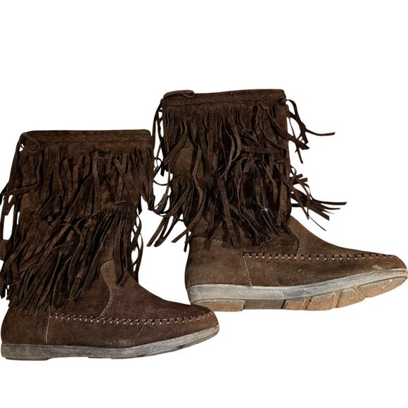 Rampage 8M Brown Fringe Women's Moccasins Boots Shoes 8 Medium Width - Picture 4 of 7